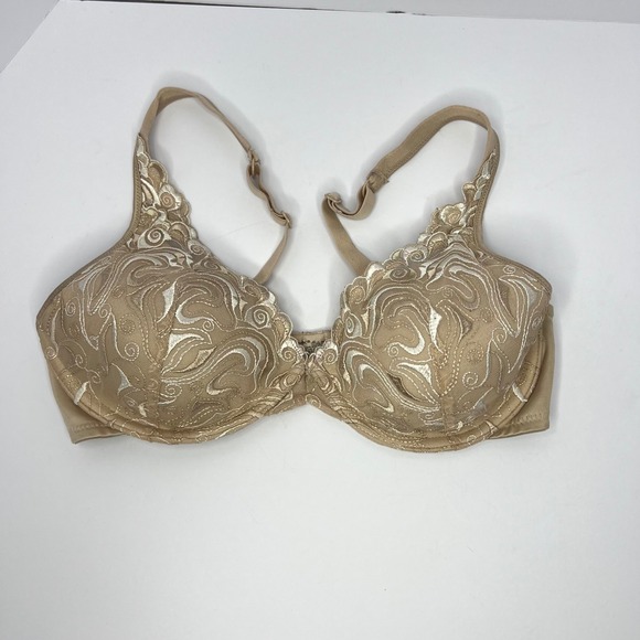 Playtex Other - Playtex Beige Embroidered Padded Bra 36C Style 4513 Full Coverage Underwire